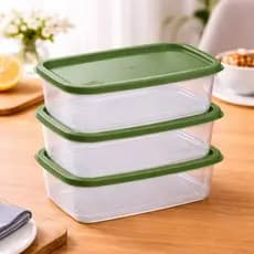 Kit 3 Potes Newlife 3L Transparente Colorido Com Tampa Hermética Organizador Alimentos Cozinha Geladeira BPA Free