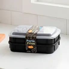 Porta Frios Plástico 2 Peças Com Tampa Colorido Transparente Organizador Geladeira Queijo Presunto BPA Free Cozinha