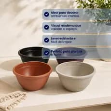 Kit 12 Vasos Redondos 3,5L Plástico Para Plantas Jardim Varanda Flores Decoração Cachepô