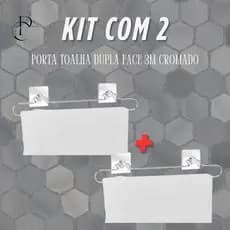 Kit com 2 Suportes Porta Toalha Banho Toalheiro Dupla Face 3m Sem Furo Cromado