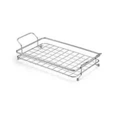 Bandeja Decorativa Servir Metal Retangular Cromada Sofisticada Grande