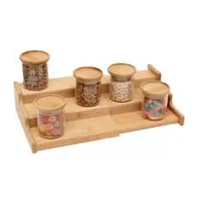 Rack Organizador com Extensor em Bambu Porta Utensilios Cozinha