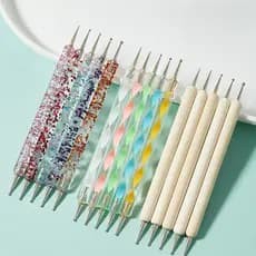 Kit 10 Boleadores em 5 Pincéis com Ponta Dupla Design em Unhas