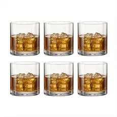 Jogo de Copos Whisky Cristal Ecologico 280Ml Copos Vidro Luxo Louças Cozinha 6 Peças