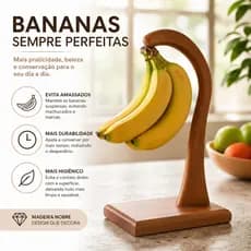 Fruteira Gancho Suporte de Mesa Madeira Maciça Para Pendurar Bananas Frutas