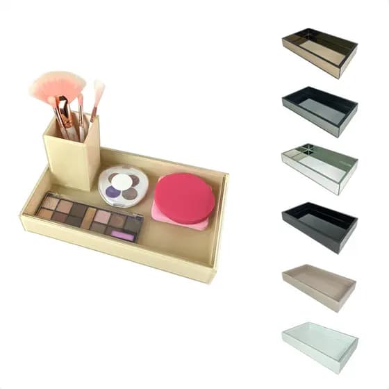 Bandeja Decorativa Organizadora em Vidro Espelho para Lavabo Banheiro Sala11X25x3,5