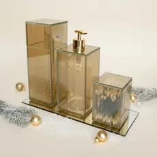 Kit Lavabo Completo Cores Modernas E Neutras Com Porta Escovas De Dente Bandeja 11x30 Saboneteira