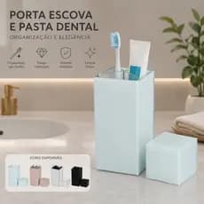 Porta Escova de Dente Com Tampa Organizador Premium Vidro Decoraçao Banheiro Lavabo Higiene