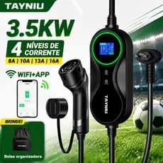 TAYNIU Carregador de Veículo Elétrico 3.5kW 5m Tipo 2 Portátil Compatível com BYD Dolphin, Caoa Chery iCar e Outros