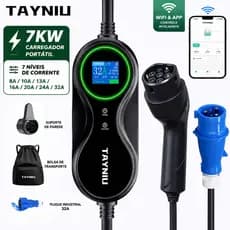 TAYNIU Carregador EV Inteligente 7KW com Controle via App e Registro de Carga Compatível com BYD Dolphin Mini