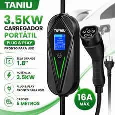 TAYNIU Carregador para Carros Elétricos e Híbridos 3.5kW Plug and Play com Cabo 5m Use em Qualquer Tomada 20A