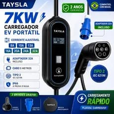 TAYSLA Carregador EV portátil 7KW 32A Tipo2 EVSE Caixa de carregamento Cabo de carregamento 5m para veículo elétrico