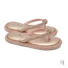 Rasteirinha Feminina Chinelo Com Nó e Detalhes de Strass Delicada e Sofisticada