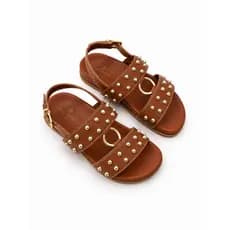 Sandália Papete Birken Feminina Plataforma Baixa Elegance Com Detalhes de Tachinhas Confortável