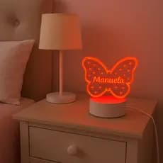 Luminária Borboleta Personalizada Presente Para Menina Bebê Batizado de Madrinha e Padrinho Batismo