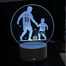 Luminária Led Pai e Filho Futebol Em Acrílico Varias Cores Decoração Luz Aconchegante Presente
