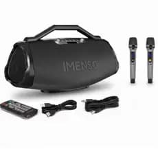 caixa de som bluetooth grande Imenso X75 200w Rms 9000mah Ipx4 C/ 2 Microfone Cor Preto LOGO ATUALIZADO