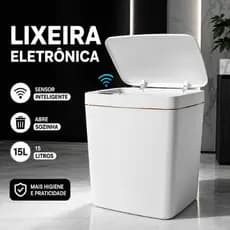 Lixeira com Sensor Automático Inteligente Abre Fácil Cesto Lixo Banheiro Cozinha Escritório 15L