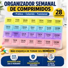 Porta Comprimidos Semanal 28 Compartimentos Organizador de Remédios Medicamento ENVIO IMEDIATO