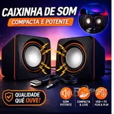 Caixa Caixinha de Som Potente Usb P2 Para Computador Pc Notebook Home Office