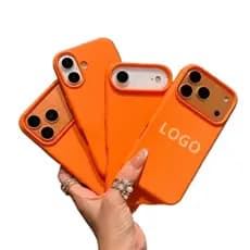 Capa Capinha Silicone de Cor Laranja  Para iPhone 17 PROMAX