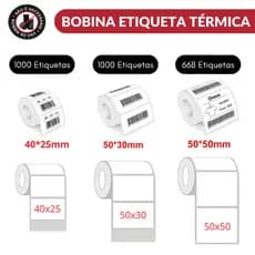 Bobina Etiqueta Térmica Adesiva 50x50mm 50x30mm 40x25mm 5x5cm 5x3cm 4x2,5cm (1 Coluna) Rolo