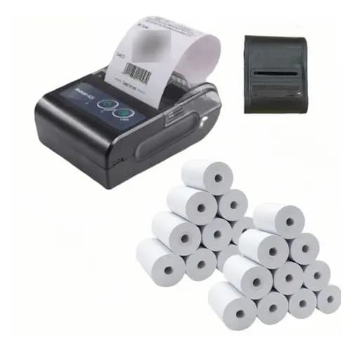 Mini Impressora Bluetooth Termica 58mm + 20 Bobinas Lisa