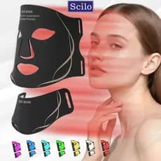 Máscara De Terapia De Luz Vermelha Scilo Para Rosto-7 Modos Com 850nm NIR , LED E Azul , Facial Recarregável De 2600mAh
