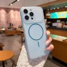 Novo Luxo Sem Fio De Carregamento Refrigeração Malha Buracos Caso Para iPhone 17 promax 16 15 14 13 12 Pro Max Plus À Pr