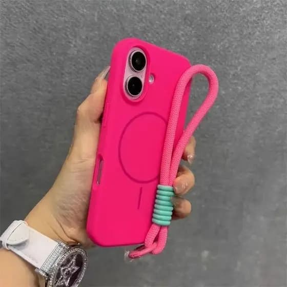 Novo Líquido Fosco Silicone Doce Cor Para Caso iPhone 17 17e 16 15 14 13 Pro Max Alça De Pulso Macia Cordão Capa