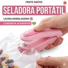 Mini Seladora Portátil a Pilha Lacra Embalagens e Conserva Alimentos Compacta e portátil