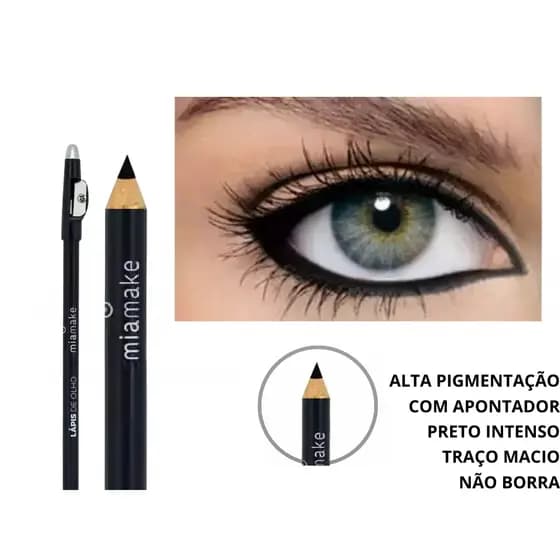 Lápis de Olho Preto à Prova d’Água com Apontador | Mia Make