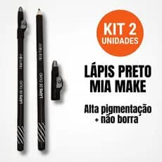 Kit 2 Lápis de Olho Preto com Apontador – Alta Pigmentação, Traço Macio e Preciso – Mia Make