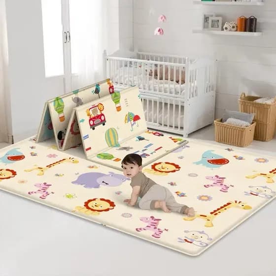 Tapete Infantil Emborrachado 6mm Dobrável Dupla face Interativo Bebe Educacional 2,0 x 1,8 M OU 1,2X1,8 M