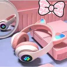 PROMOÇAO！Fones De Ouvido Gato Colorido Arco-Íris RGB Luz De Fundo Sem Fio 5.3