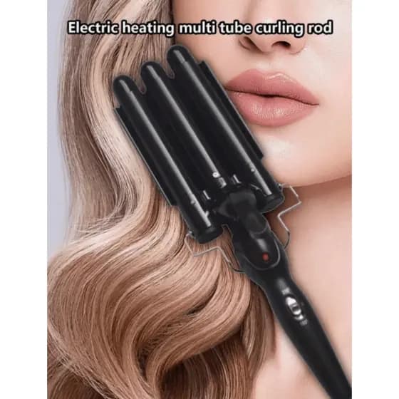 PROMOÇAO！Chapinha Modeladora Triondas Formato Triplo 25mm Modelador De Ondas de Cachos 200°C Profissional