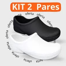 Kit 2 Sapato Profissional Fechado Uniforme EPI Sapato Cozinheira Confortável