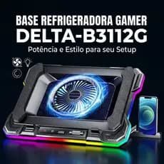 Base Resfriadora Gamer Ajustável Para Notebook RGB Cooler Pad Dissipador de Calor com Ventoinhas