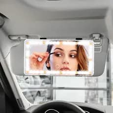 Espelho Maquiagem Carro LED - Sun Visor Universal,3 Luzes Ajustáveis, Recarregável USB