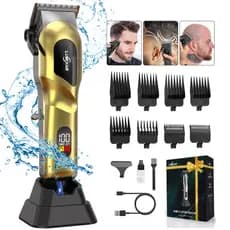 Máquina Barbear e Cortar Cabelo com base Profissional 7800 RPM | 240min Autonomia com Aparador | Kit Completo