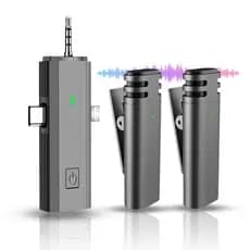 Microfone Lapela Sem Fio Celular  3 X 1 Compatível Para iPhone  Android P2 Camera