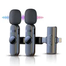 Microfone Lapela Celular Sem Fio Duplo Lapela Cor Tipo C