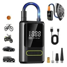 Mini Compressor Digital Portátil Calibrador Pneu Carro Moto Bicicleta 6600mAh Power Bank Luz LED