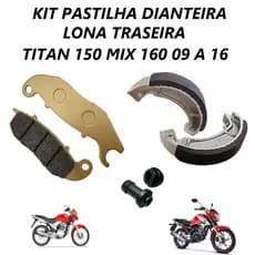 Kit Pastilha Dianteira Lona Patim Tambor Traseiro Reparo Freio Titan 150 Mix Fan 150 160 09 a 17