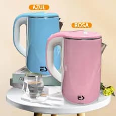 Chaleira Elétrica Rosa 110V Inox 1,7L Desligamento Automático Proteção contra Panela Seca Azul/Rosa