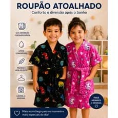 Roupão De Banho Piscina Personagem Felpudo Infantil- Juvenil Atoalhado