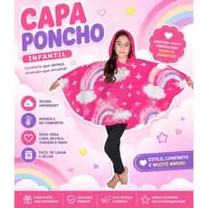 Poncho Infantil Inverno Quentinho Casaco Menina Menino