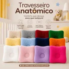 Travesseiro almofada anatomico modelador Plush 100% Algodao Bebe Menino Menina Neutro