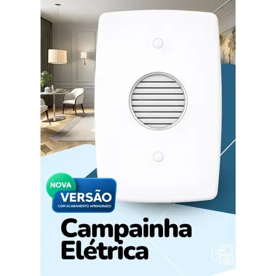 Campainha Cigarra Alta casa apartamento escritório 4x2 Blux Linha Finesse Branco (Espelho com Campainha Elétrica)