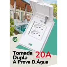Tomada 20A Dupla a Prova D’Água Blux Linha Acqua IP54 4x2 Branco